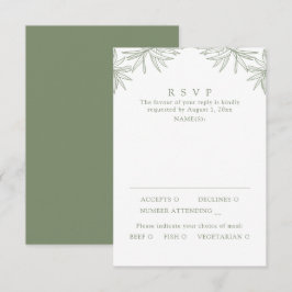 Sage Green Moderne Minimale Botanische Maaltijd RSVP Kaartje