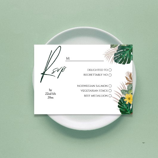 Sage Green Moderne Minimalistische Botanische RSVP