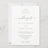 Sage Green Moderne Minimalistische Eenvoudige Huwe Kaart (Voorkant)