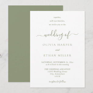 Sage Green Moderne Minimalistische Eenvoudige Huwe Kaart
