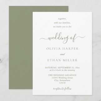 Sage Green Moderne Minimalistische Eenvoudige Huwe Kaart