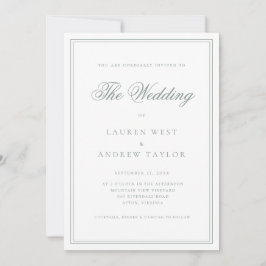 Sage Green Moderne Minimalistische Huwelijksuitnod Kaart