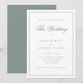 Sage Green Moderne Minimalistische Huwelijksuitnod Kaart (Voorkant / Achterkant)