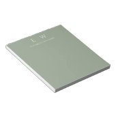 Sage Green Moderne Minimalistische Monogram Naam Notitieblok (Schuin)