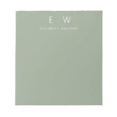 Sage Green Moderne Minimalistische Monogram Naam Notitieblok (Voorkant)
