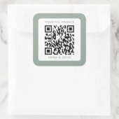 Sage Green Moderne Minimalistische Wedding QR Code Vierkante Sticker (Tas)