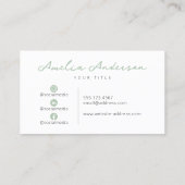 Sage Green Moderne Professionele Sociale Media Visitekaartje (Achterkant)