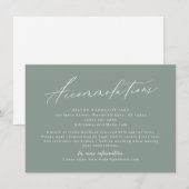 Sage Green moderne script minimalistische accommod Notitiekaartje (Voorkant / Achterkant)