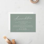 Sage Green moderne script minimalistische accommod Notitiekaartje (Voorkant / Achterkant in situ)