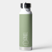 Sage Green Moderne Typografie Gepersonaliseerd Waterfles (Links)