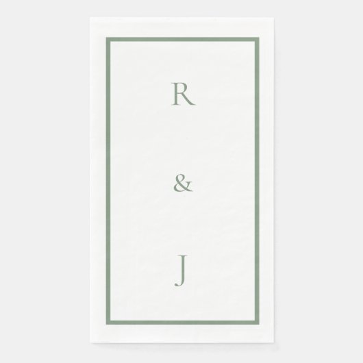 Sage Green Monogram Ampersand Initials Wedding Servet (Voorkant)
