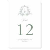 Sage Green Monogram Bloemkam Elegante Huwelijk Kaart (Achterkant)