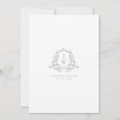 Sage Green Monogram Bloemkam Huwelijk Kaart (Achterkant)