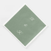 Sage Green Monogram Brieven Wit Elegant Huwelijk Servet (Hoek)