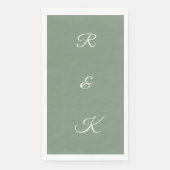 Sage Green Monogram Brieven Wit Elegant Huwelijk Servet (Voorkant)