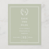 Sage green monogram budget wedding Save the Date  Flyer (Voorkant)