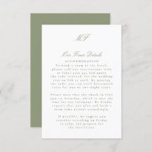 Sage Green Monogram Classic Wedding Details Info