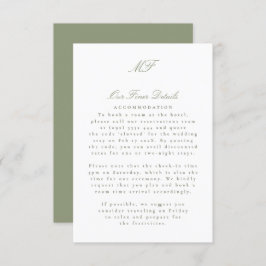 Sage Green Monogram Classic Wedding Details Info Informatiekaartje