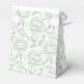 Sage Green Monogram Crest Chinoiserie Peonies Bedankdoosjes (Achterkant)