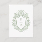 Sage Green Monogram Crest Receptie Details Informatiekaartje (Achterkant)