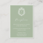 Sage Green Monogram Crest Receptie Details Informatiekaartje (Voorkant)