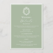 Sage Green Monogram Crest Wedding Details Informatiekaartje (Voorkant)