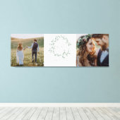 Sage Green Monogram Crest Wedding Keepsake Foto Canvas Afdruk (Insitu (Houten vloer))
