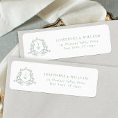 Sage Green Monogram Crest Wedding Retour Adres Etiket