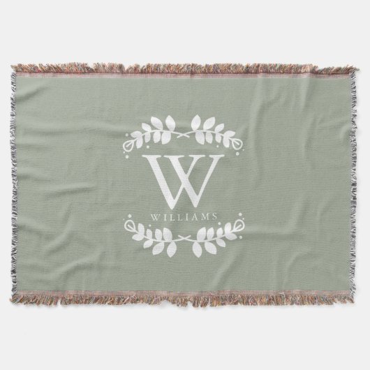 Sage Green Monogram Deken (Voorkant)