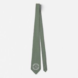 Sage Green Monogram Elegant Modern Foliage Wreater Stropdas