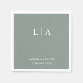 Sage Green Monogram Elegant Simple Wedding Napkins Servet