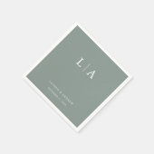 Sage Green Monogram Elegant Simple Wedding Napkins Servet (Hoek)