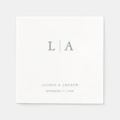 Sage Green Monogram Elegant Simple Wedding Servet (Voorkant)