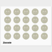 Sage Green Monogram Huwelijk Aangepast Ronde Sticker (Vel)