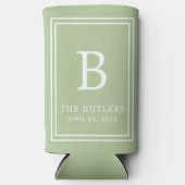 Sage Green Monogram Huwelijk Seltzer Koelbox Blikjeskoeler (Voorkant)