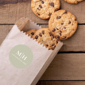 Sage Green Monogram Huwelijksgunst Custom Ronde Sticker