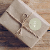 Sage Green Monogram Huwelijksgunst Custom Ronde Sticker