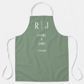Sage Green Monogram Initiaal Trouwcadeau Favoriet Schort (Voorkant)