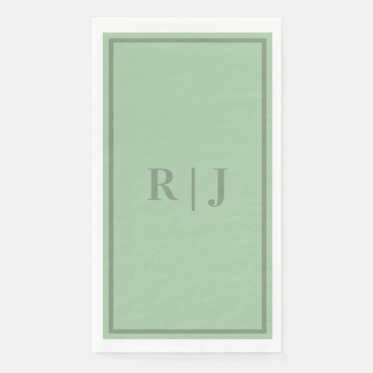 Sage Green Monogram Initialen Letter Script Weddin Servet (Voorkant)
