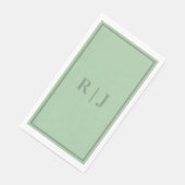 Sage Green Monogram Initialen Letter Script Weddin Servet (Hoek)