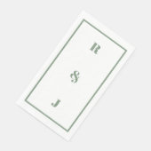 Sage Green Monogram Initialen Letter Trendy Weddin Servet (Hoek)