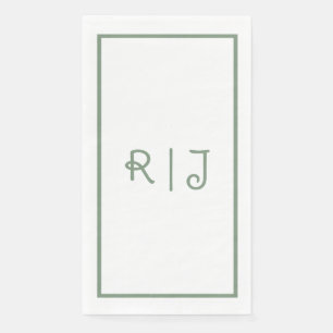 Sage Green Monogram Initialen Letters Cool Wedding Servet