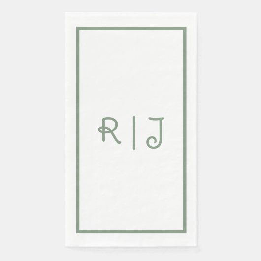 Sage Green Monogram Initialen Letters Cool Wedding Servet (Voorkant)
