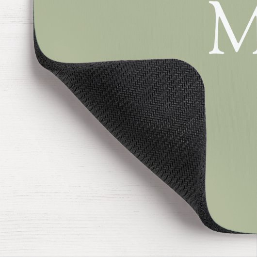 Sage Green Monogram Initialen minimalist Muismat (Hoek)