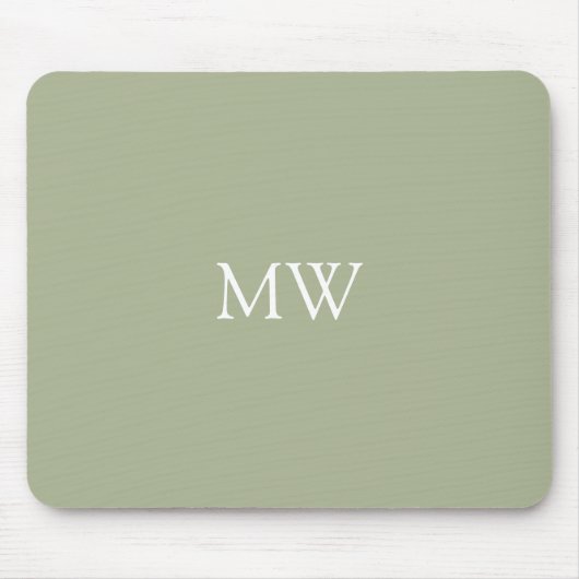 Sage Green Monogram Initialen minimalist Muismat (Voorkant)