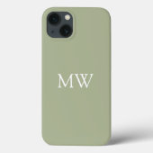 Sage Green Monogram Initialen Trendy Boho Case-Mate iPhone Case (Achterkant)