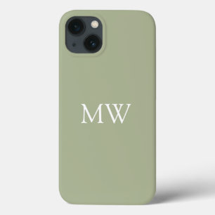 Sage Green Monogram Initialen Trendy Boho Case-Mate iPhone Case