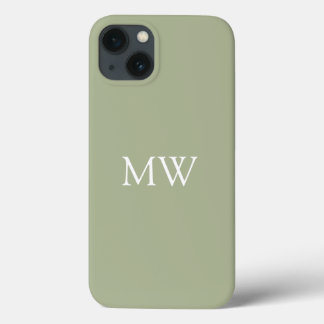 Sage Green Monogram Initialen Trendy Boho Case-Mate iPhone Case