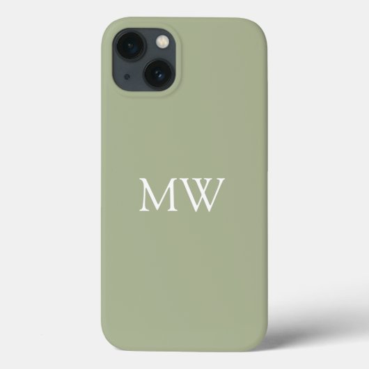 Sage Green Monogram Initialen Trendy Boho Case-Mate iPhone Case (Achterkant)