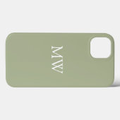 Sage Green Monogram Initialen Trendy Boho Case-Mate iPhone Case (Achterkant (horizontaal))